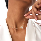 1.00 Ctw 14k Gold Asscher Cut Lab Grown Diamond Beaded Necklace - Juna Ferkos Fine Jewelry