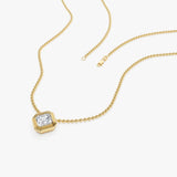 1.00 Ctw 14k Gold Asscher Cut Lab Grown Diamond Beaded Necklace - Juna Ferkos Fine Jewelry