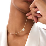 0.75 Ctw 14k Gold Oval Shape Bezel Lab Grown Diamond Beaded Necklace - Lega Ferkos Fine Jewelry
