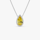 2.25 Ctw 14k Pear Shaped Fancy Intense Yellow Lab Grown Diamond Necklace - Queen 14k White Gold Ferkos Fine Jewelry