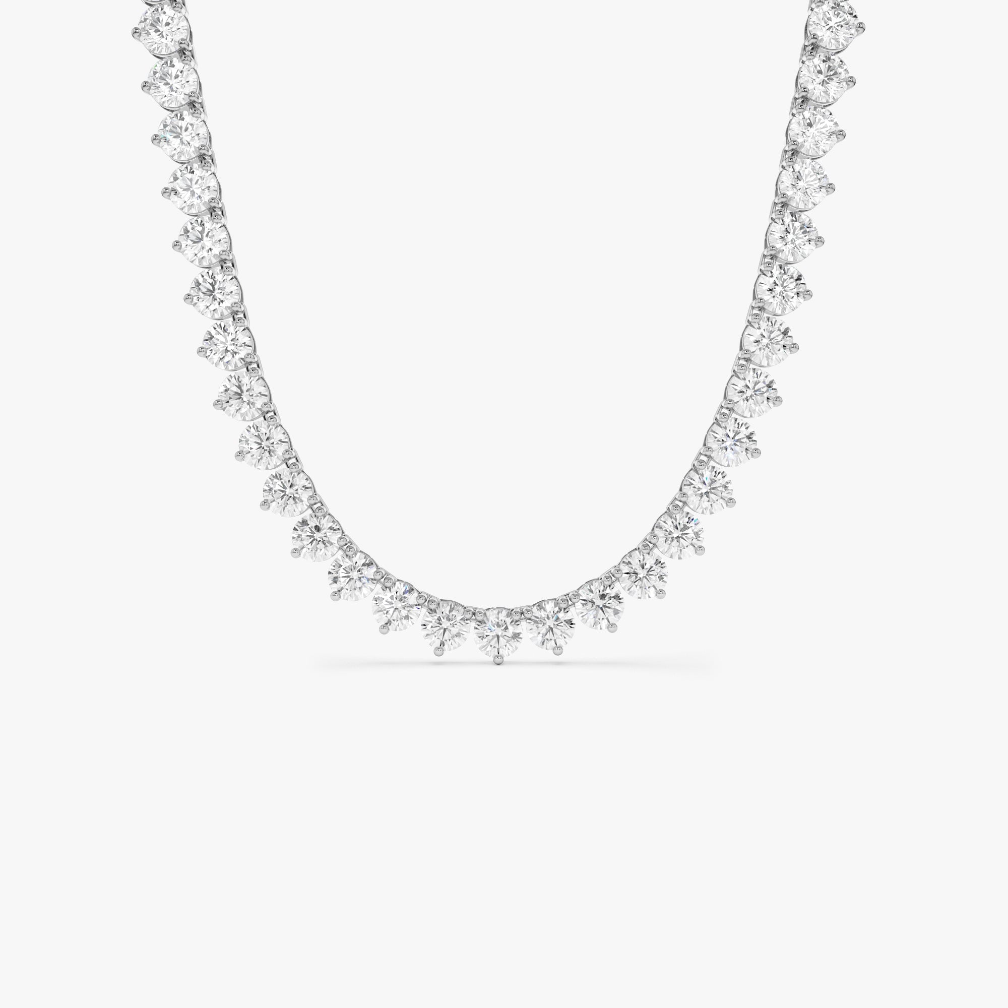 13.30ctw 14k Round Shaped Lab Grown Diamond Tennis Necklace - Dalia 14k White Gold Ferkos Fine Jewelry