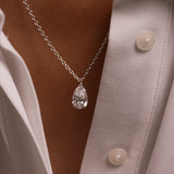 3.00 Ctw 14k Pear Shaped Lab Grown Diamond Statement Pendant Necklace - Clio Ferkos Fine Jewelry