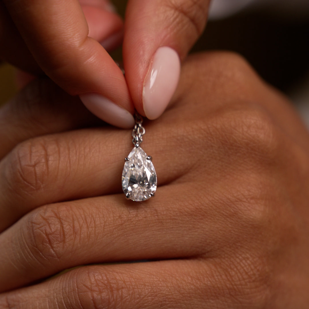 3.00 Ctw 14k Pear Shaped Lab Grown Diamond Statement Pendant Necklace - Clio Ferkos Fine Jewelry