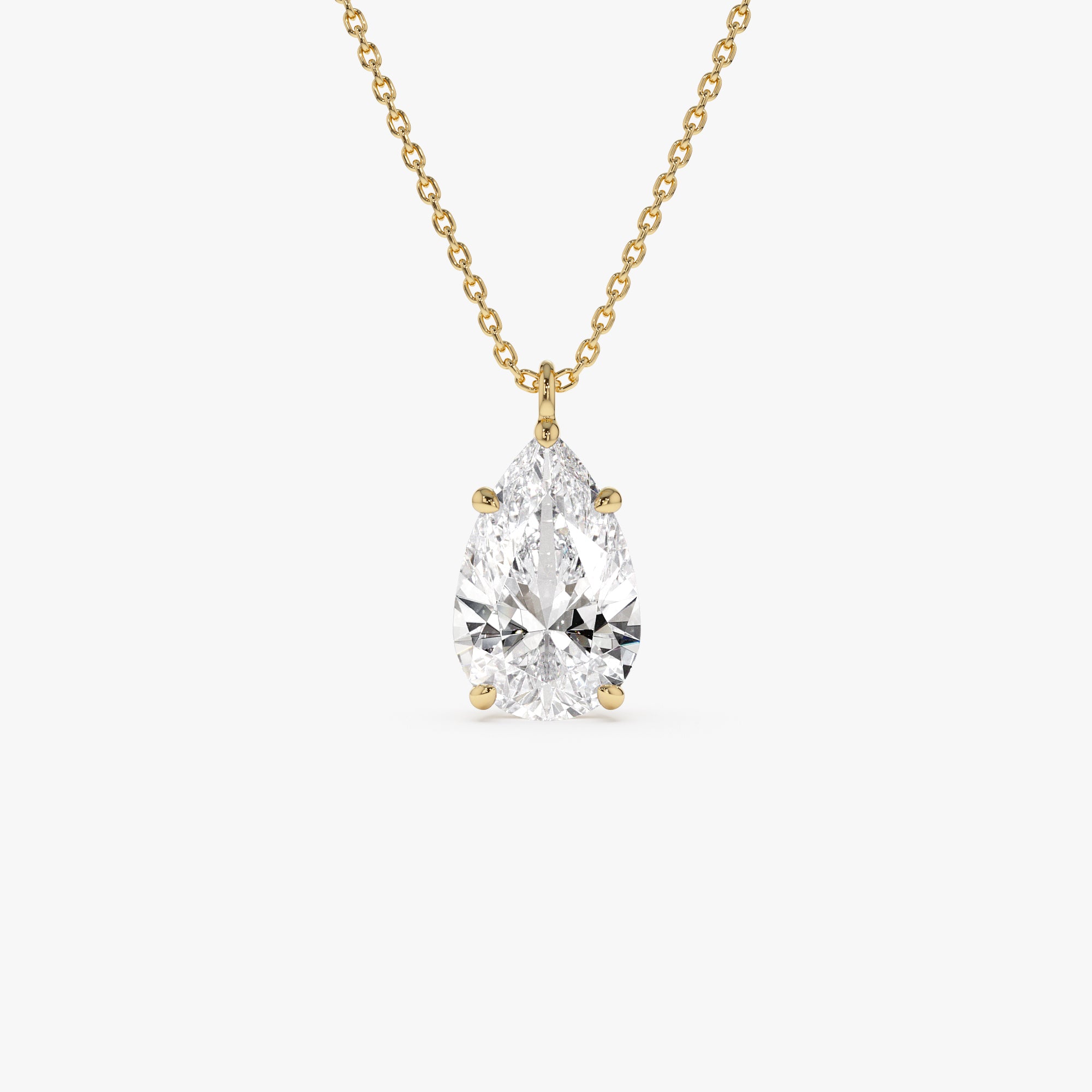 3.00 Ctw 14k Pear Shaped Lab Grown Diamond Statement Pendant Necklace - Clio 14k Gold Ferkos Fine Jewelry