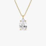 3.00 Ctw 14k Pear Shaped Lab Grown Diamond Statement Pendant Necklace - Clio 14k Gold Ferkos Fine Jewelry