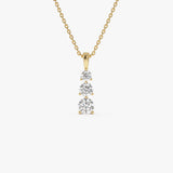 0.80 CTW 14k Three Stone Lab Grown Diamond Drop Necklace - Galla 14K Gold Ferkos Fine Jewelry