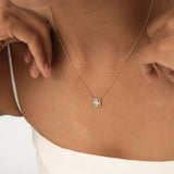 14k Baguette and Round Diamond Clover Pendant Necklace Ferkos Fine Jewelry