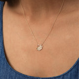 14k Diamond Swan Necklace with Ruby Accent Ferkos Fine Jewelry