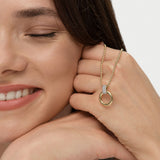 14k Open Circle Necklace with Diamond Pavé Bail Ferkos Fine Jewelry