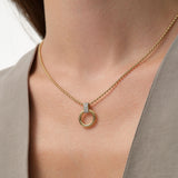14k Open Circle Necklace with Diamond Pavé Bail Ferkos Fine Jewelry