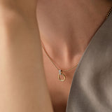 14k Open Circle Necklace with Diamond Pavé Bail Ferkos Fine Jewelry