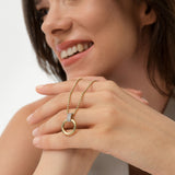 14k Open Circle Necklace with Diamond Pavé Bail Ferkos Fine Jewelry