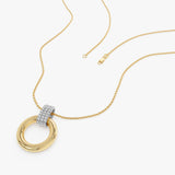 14k Open Circle Necklace with Diamond Pavé Bail Ferkos Fine Jewelry