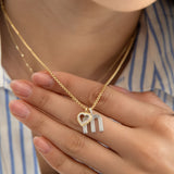 14k Gold Natural Diamond Open Heart Charm Ferkos Fine Jewelry