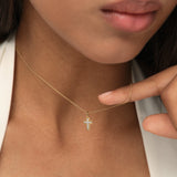 14k Gold Twist Rope Diamond Cross Charm Ferkos Fine Jewelry
