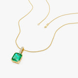 1.85 Ctw 14K Lab Grown Colombian Emerald Pendant - Sana Ferkos Fine Jewelry