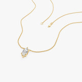 14K 0.50 CTW 6 Prongs Marquise Lab Diamond Solitaire Necklace - Lulu Ferkos Fine Jewelry