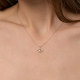 14K Natural Floating Diamond Evil Eye Necklace - Karma Ferkos Fine Jewelry