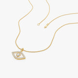 14K Natural Floating Diamond Evil Eye Necklace - Karma Ferkos Fine Jewelry