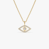 14K Natural Floating Diamond Evil Eye Necklace - Karma 14K Gold Ferkos Fine Jewelry
