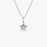 14k Fluted Star Diamond Charm Necklace 14K White Gold Ferkos Fine Jewelry