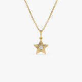 14k Fluted Star Diamond Charm Necklace 14K Gold Ferkos Fine Jewelry