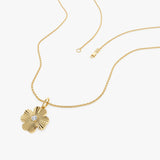 14k Fluted Four Leaf Clover Diamond Necklace Ferkos Fine Jewelry