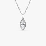 1 CTW 14k Marquise Shape Lab Grown Diamond Pendant Necklace - Daku 14K White Gold Ferkos Fine Jewelry