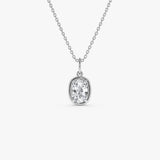 1 CTW 14k Cushion Cut Lab Grown Diamond Pendant Necklace - Karri 14K White Gold Ferkos Fine Jewelry