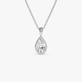 1 CTW 14K Lab Grown Bezel Set Pear Shape Diamond Charm - Yana 14K White Gold Ferkos Fine Jewelry