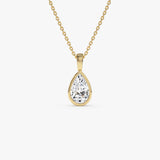 1 CTW 14K Lab Grown Bezel Set Pear Shape Diamond Charm - Yana 14K Gold Ferkos Fine Jewelry