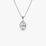 1 CTW 14K Lab Grown Bezel Set Oval Shape Diamond Charm - Yana 14K White Gold Ferkos Fine Jewelry