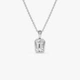 1 CTW 14K Lab Grown Bezel Set Emerald Cut Diamond Charm - Yana 14K White Gold Ferkos Fine Jewelry
