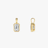 1 CTW 14K Lab Grown Bezel Set Emerald Cut Diamond Charm - Yana Ferkos Fine Jewelry