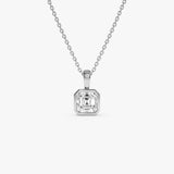 1 CTW 14K Lab Grown Bezel Set Asscher Cut Diamond Charm - Yana 14K White Gold Ferkos Fine Jewelry