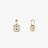1 CTW 14K Lab Grown Bezel Set Asscher Cut Diamond Charm - Yana Ferkos Fine Jewelry