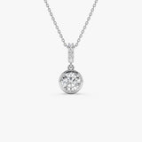 1 CTW 14k Bezel Set Round Lab Grown Diamond Charm Pendant - Indi 14K White Gold Ferkos Fine Jewelry