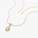 1 CTW 14k Bezel Set Round Lab Grown Diamond Charm Pendant - Indi Ferkos Fine Jewelry