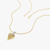 14K Gold Fluted Diamond Heart Necklace Ferkos Fine Jewelry