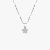 14K Gold Diamond Flower Charm Necklace 14K White Gold Ferkos Fine Jewelry