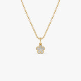 14K Gold Diamond Flower Charm Necklace 14K Gold Ferkos Fine Jewelry