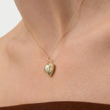 14K Gold Fluted Diamond Heart Charm Necklace Ferkos Fine Jewelry
