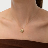 14K Gold Fluted Diamond Heart Charm Necklace Ferkos Fine Jewelry