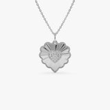 14k Diamond Heart Medallion Charm 14K White Gold Ferkos Fine Jewelry