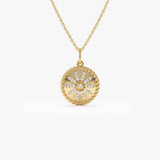 14k Diamond Sunburst Medallion Charm 14K Gold Ferkos Fine Jewelry