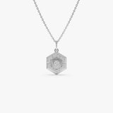 14k Diamond Hexagon Charm 14K White Gold Ferkos Fine Jewelry