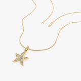 14k Starfish Charm Necklace with Diamonds Ferkos Fine Jewelry
