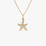 14k Starfish Charm Necklace with Diamonds 14K Gold Ferkos Fine Jewelry