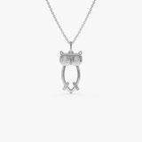 14k Owl Charm Necklace with Diamonds 14K White Gold Ferkos Fine Jewelry
