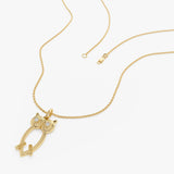 14k Owl Charm Necklace with Diamonds Ferkos Fine Jewelry